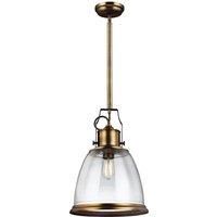 Feiss Hobson 1 Light Large Pendant Aged Brass, Gold