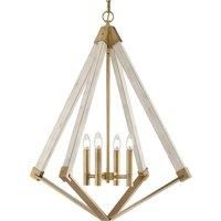 View Point 4 Light Cage Ceiling Pendant Brass Finish E14
