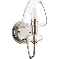 Elstead Lighting Wall Light, Polished Nickel Plated with Clear Glass Shades