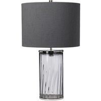 Netlighting Reno Table Lamp Metalwork Polished Nickel Smoked Glass in Grey