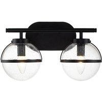 Hinkley Hollis 2 Light Black Clear Seeded Opal Glass Wall Light