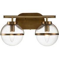 Hinkley Hollis 2 Light Heritage Brass Clear Seeded Opal Glass Wall Light