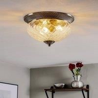Plantation 3 Light Large Semi Flush Ceiling Light Polished Antique Nickel E27