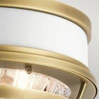 Kichler Tollis Bowl Semi Flush Ceiling Light Natural Brass & White
