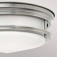Quintiesse Hadrian outdoor ceiling light, antique nickel/opal white