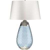 Lena 2 Light Large Blue Table Lamp with Offwhite Shade Bluetinted Glass OffWhite Shade E27