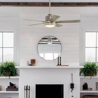 KICHLER Colerne 52 LED ceiling fan, nickel/white walnut