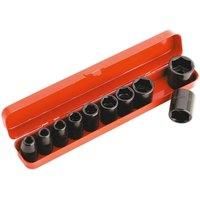 (SBS) Sealey Tools Air Impact Socket Set 10pce 1/2 Drive Metric 9mm - 27mm