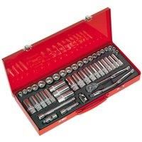 Sealey AK692 3/8-inch Square Drive Metric 6-Point Socket Set ,Red (45 Pieces)