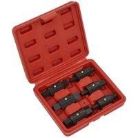 Sealey AK658 Oil Drain Plug Key Set 6 Piece Double End