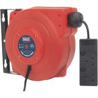 Sealey CRM10 Retractable Socket System Cable Reel, 10m, 230V, Red