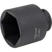 Sealey SX010 Impact Socket, 1/2" Square Drive, 52mm, Black