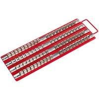 Sealey AK271 Socket Holder Rail Tray Red 1/4, 3/8, 1/2 Sq Drive Holds 80 Sockets