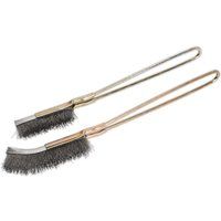 Sealey WB06 Wire Brush Set 2pc Stiff Bristle Crimped Steel Filled Handle Garage
