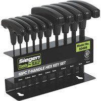 Sealey S0466 T- Handle Hex Key Set, 10 Pieces , Black