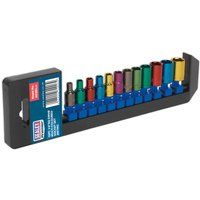 Sealey AK282 12pc 1/4"Sq Drive Multi-Coloured Socket Set - Metric