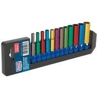 sealey 12pc 1/4" sq dr multi coloured deep socket set (AK282D.v3)