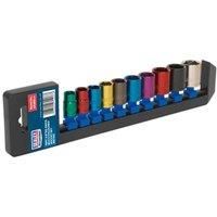 Sealey AK285 MultiColoured Socket Set 10pc 3/8inSq Drive 6pt WallDrive Metric