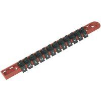 Sealey Socket Retaining Rail with 12 Clips 1/4" Square Drive Retaining Bar Rails