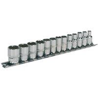 Sealey AK2680 Socket Set 13pc 1/4" Sq Drive 12pt WallDrive Metric Rail Garage