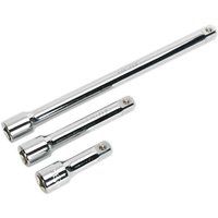Sealey S0720 Extension Bar Set, 1/2" Square Drive, Silver, 3 Pieces