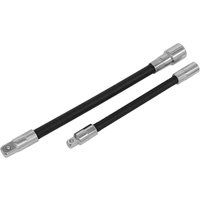 Sealey AK7341 Flexible Extension Adaptor Set 2pc 1/4"Sq x 150mm & 3/8"Sq 200mm