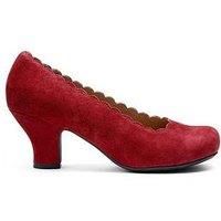 Hotter Jive Wide Fit Suede Shoe - Red Pear