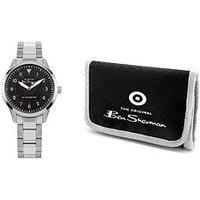 Ben Sherman Kids Watch and Wallet Gift Set, Kids Wristwatch with Black Dial and Stainless Steel Bracelet with Matching Wallet BSK005BSMG - 2 Year Warranty