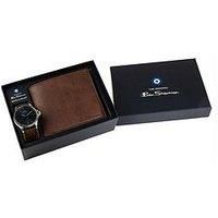 Ben Sherman Mens Watch and Wallet Gift Set, Wristwatch with Dark Blue Dial and Brown Strap with Matching Wallet BS066BR G - 2 Year Warranty