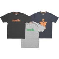 Scruffs Houghton Worker Short Sleeve T-Shirts Grey / Navy / Black X Large 45.5" Chest 3 Pack (265YW)