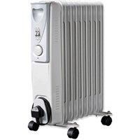 Daewoo Oil Filled 2000W Portable Radiator with Thermostat and Temperature Control - Ideal for Home, Garage or Office Use - White