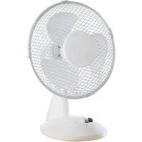 Daewoo 9" Desk Fan Table Top 2 Speed Oscillating Rotating Home Office White