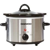 Daewoo 1.5L Compact Manual Slow Cooker - Stainless Steel