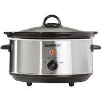 Daewoo SDA1364 Stainless Slow Cooker | 3.5L Capacity Stoneware Pot | Easy to Clean | Dishwasher Safe Pot & Lid | 3 Different Heat Settings | Usage-210W Power, Steel