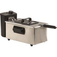 Daewoo SDA1550 2000W Deep Fat Fryer with Window Lid and 3L Oil Capacity, Adjustable Temperature Control and High Power Function, Steel Outer Body and Enamel Coating, Silver