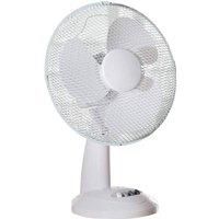 Fine Elements 12 Inch Plastic Table Fan with 3 Speed Settings and Mesh Gril Protecting, Easy to Use Button Controls, Powerful 40W Motor-White, One Size