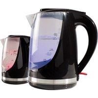 Daewoo SDA1666GE 1.7L Kettle Colour Changing Indicator Lights-Stainless Steel Safety Locking Lid-Cordless Design-Black