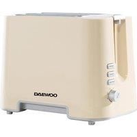 Daewoo 2 Slice Toaster Defrost Reheat Function Easy Clean 870W Cream Chrome