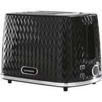 Daewoo SDA1774 Argyle Collection 2 Slice Black Toaster 930W -Brand New