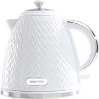 Daewoo SDA1780 Argyle 1.7L Plastic Removable & Washable Limescale Filter Lid Opening | Auto/Manual Switch Off Options | 220-240V/50-60Hz/3KW | Concealed Heating Element, White Kettle