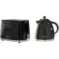 Daewoo Argyle SDA1829 1.7 Litre 3kw Jug Kettle and 2 Slice Toaster All In One Kitchen Matching Set Concealed Heating Element Easy Clean Black