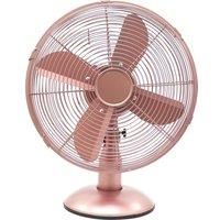 Daewoo 12” Rose Gold Desk Fan 3 Speed Tiltable Oscillating 3 Speed Chrome