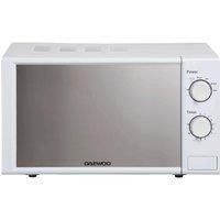 Daewoo 20L 800W Microwave with 6 Power Levels and Manual Timer Settings KOR7LC7BK Dial Controls with Auto Defrost, Push Release Door with Mirror Window and Glass Turntable- White