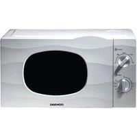 Daewoo 20L 700W Microwave with Auto Defrost Function and 5 Power Settings KOR6L77 Manual 35 Minute Timer Dial and Glass Turntable, Subtle Wave Design Window Push Door- White