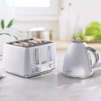 Daewoo SDA2395DS Argyle 1.7L 3KW Jug Kettle and 4 Slice Toaster Set - White