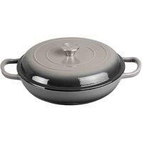 Robert Dyas 30cm Cast Iron Enamelled Shallow Casserole Dish - Grey