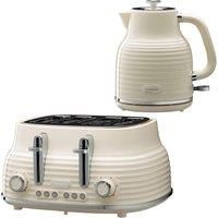 DAEWOO SDA2564GE Kettle & 4 Slice Toaster Set, Plastic, Cream