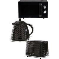 Daewoo Argyle 1.7l Cordless Kettle 2-slice Toaster And 800w Microwave Set Black Black 1.7L