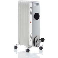 1500W 7-Fin Oil Filled Radiator Portable Electric Heater With LCD and Remote Control White