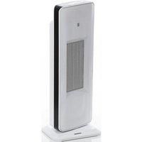 Daewoo 2000W Fan Heater, Ceramic PTC Fan Heater With Adjustable Heat And Wide Angle Oscillation, Timer Settings With Indication Light, Tip Over Safety, Digital and Remote Control, White